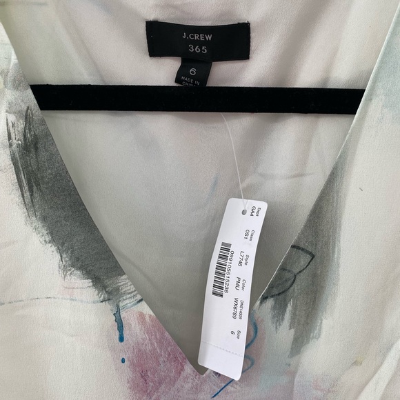 J. Crew Sleeveless V-neck Dress in Watercolor Silk Print - Picture 10 of 10